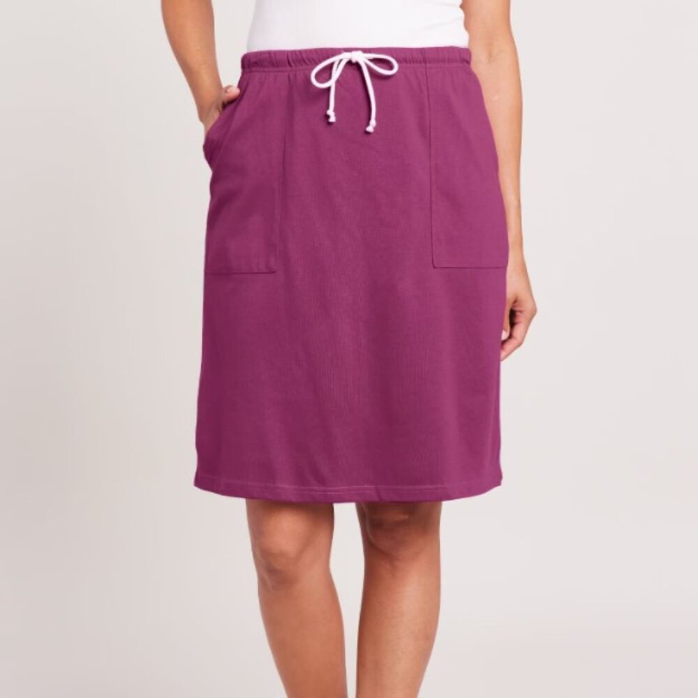 NEW Plus Sz 2X Berry Colored Elastic Waist Stretchy Skort Side Pockets